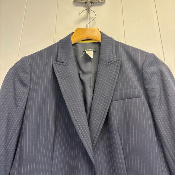 J Crew Blazer Women Pin Striped Preppy Academia Corpcore Wool Blazer Size 2 Chic - Picture 7 of 8